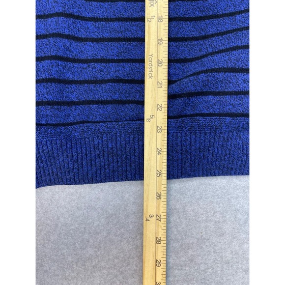 American Eagle Sweater Men's L Blue Striped Long Sleeve High Neck Button HOLE - Picture 8 of 10